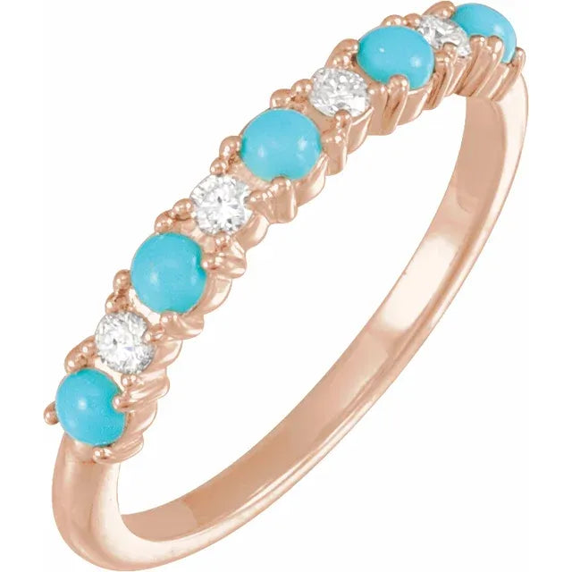 Turquoise & Diamond Rose Gold Band