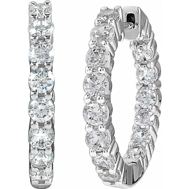 Lab Diamond Hinged Hoops 14KW
