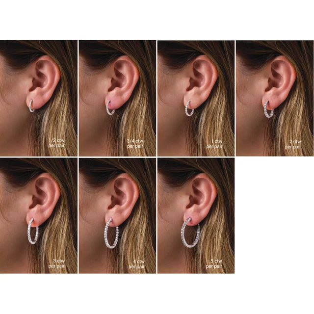 Lab Diamond Hinged Hoops 14KW