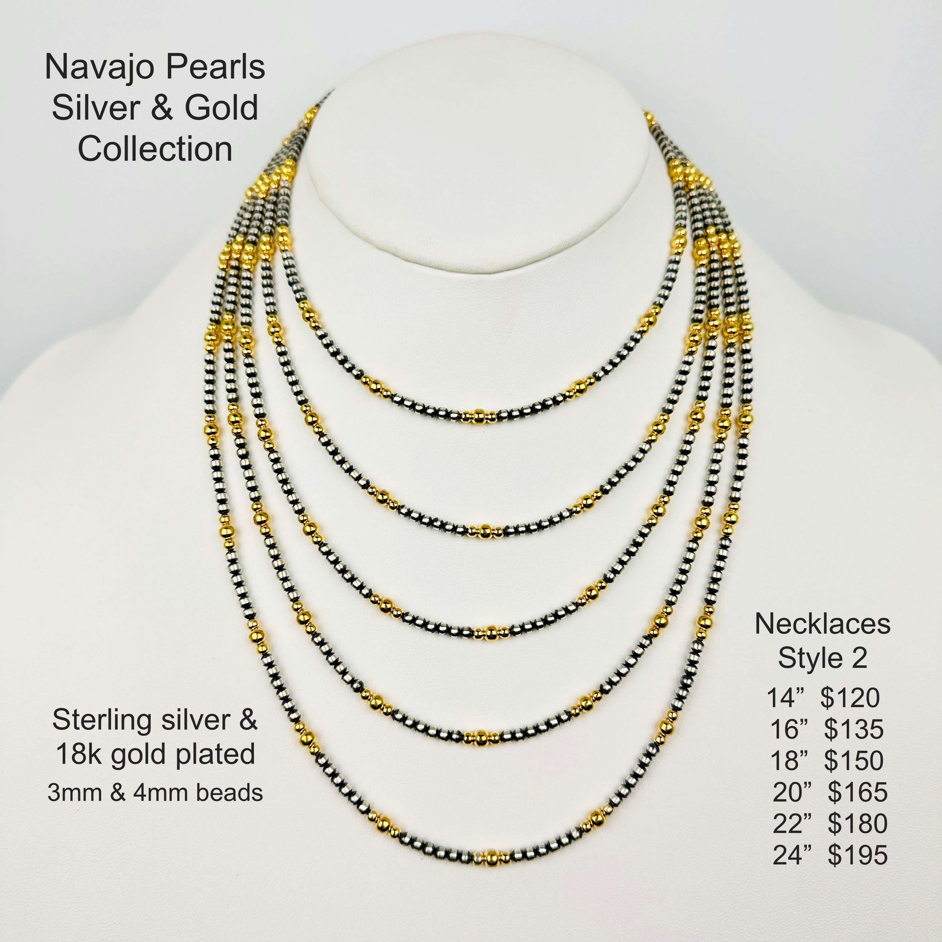 Navajo Pearls 2+ GOLD 18” - Ready to Ship
