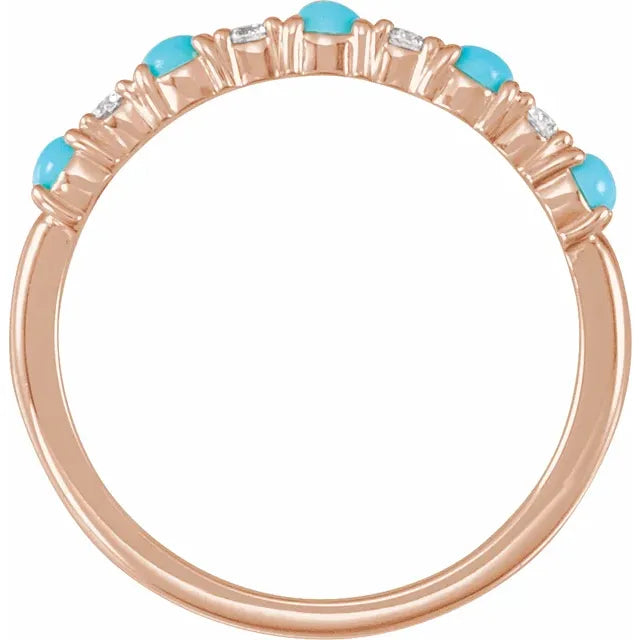 Turquoise & Diamond Rose Gold Band