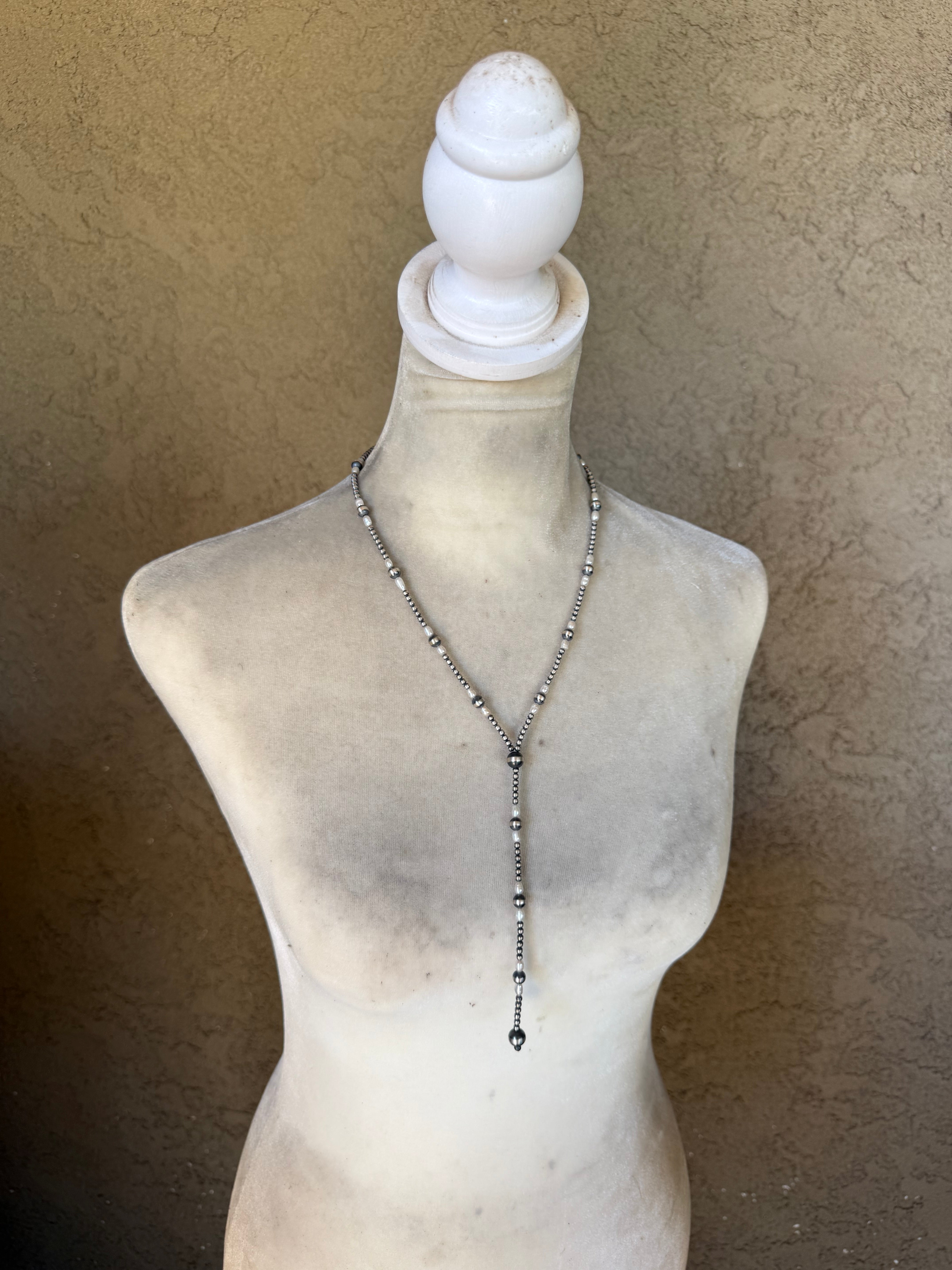 Freshwater Pearl + Navajo Pearl Lariat