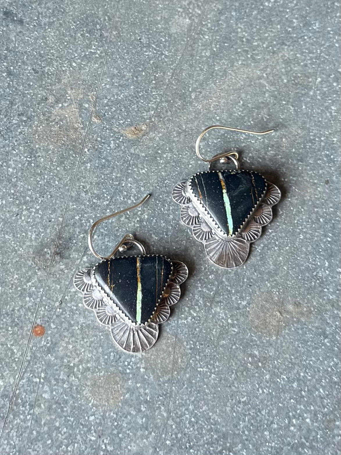 Stamped Blackjack Earrings
