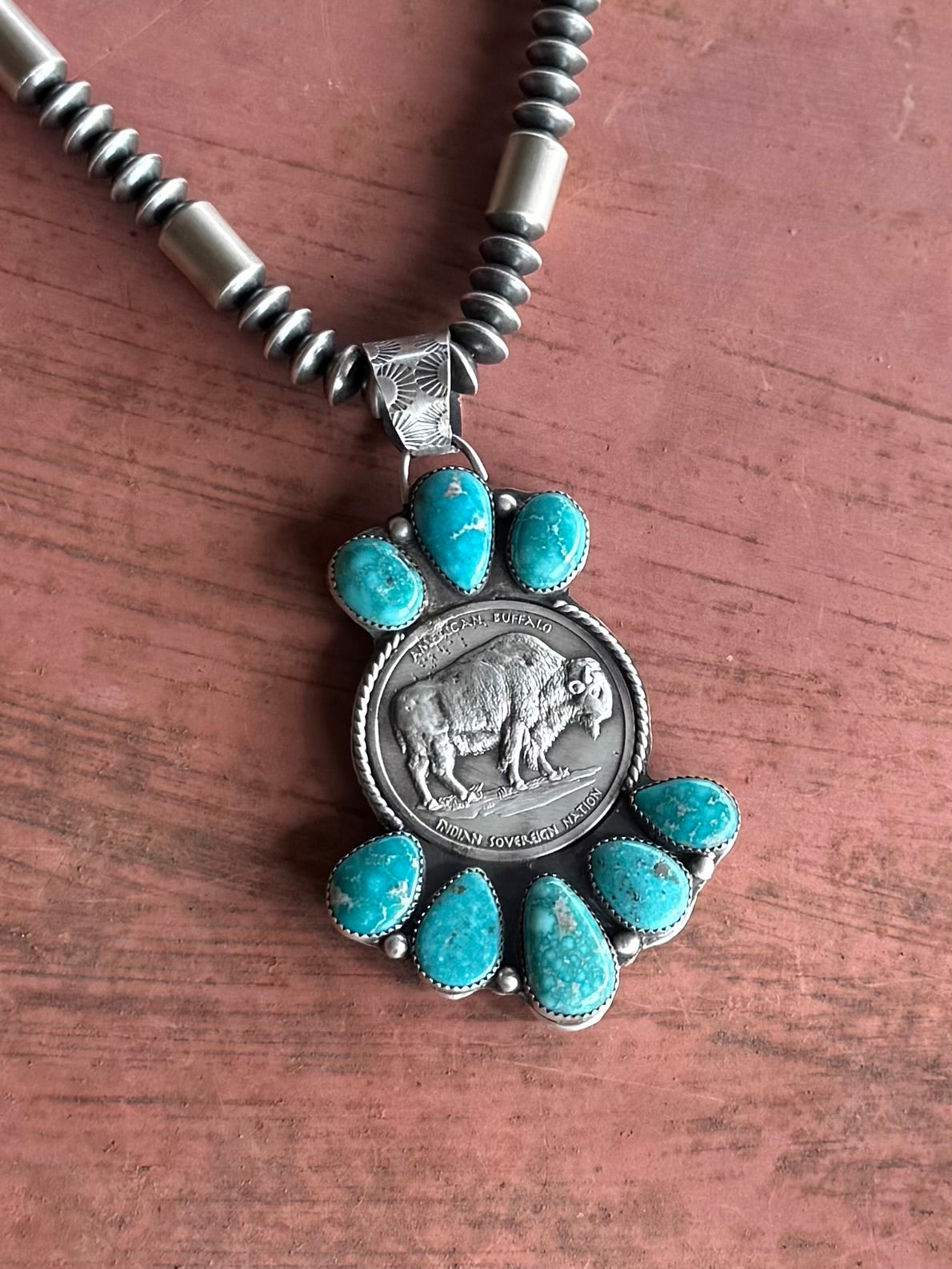Double Sided Buffalo & Indian Pendant