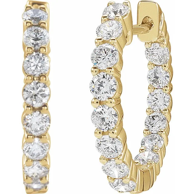 Diamond Hinged Hoops 14KY
