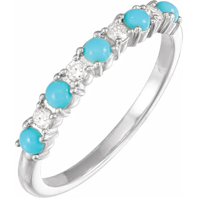 Turquoise & Diamond White Gold Band