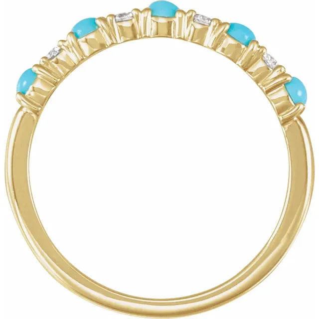 Turquoise & Diamond Yellow Gold Band