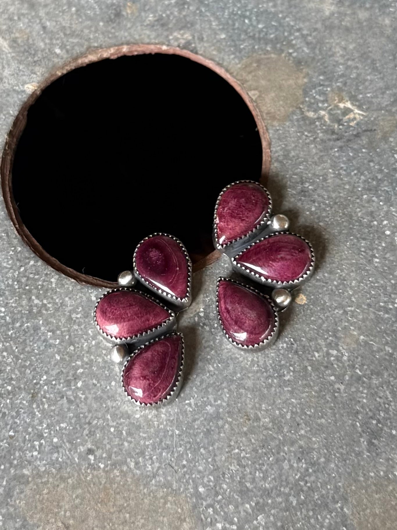 Purple Spiny Cluster Studs
