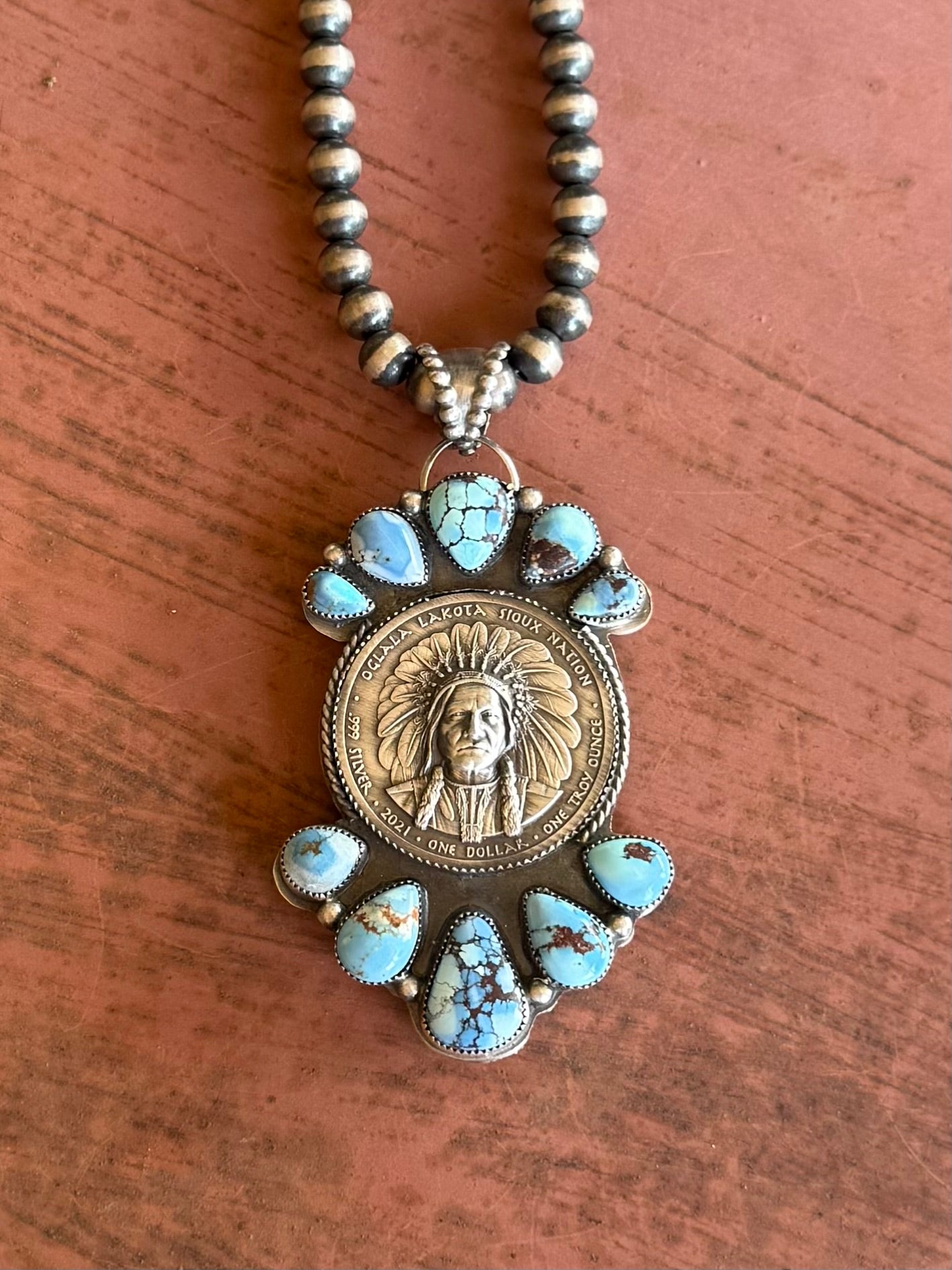 Double Sided Buffalo & Indian Pendant