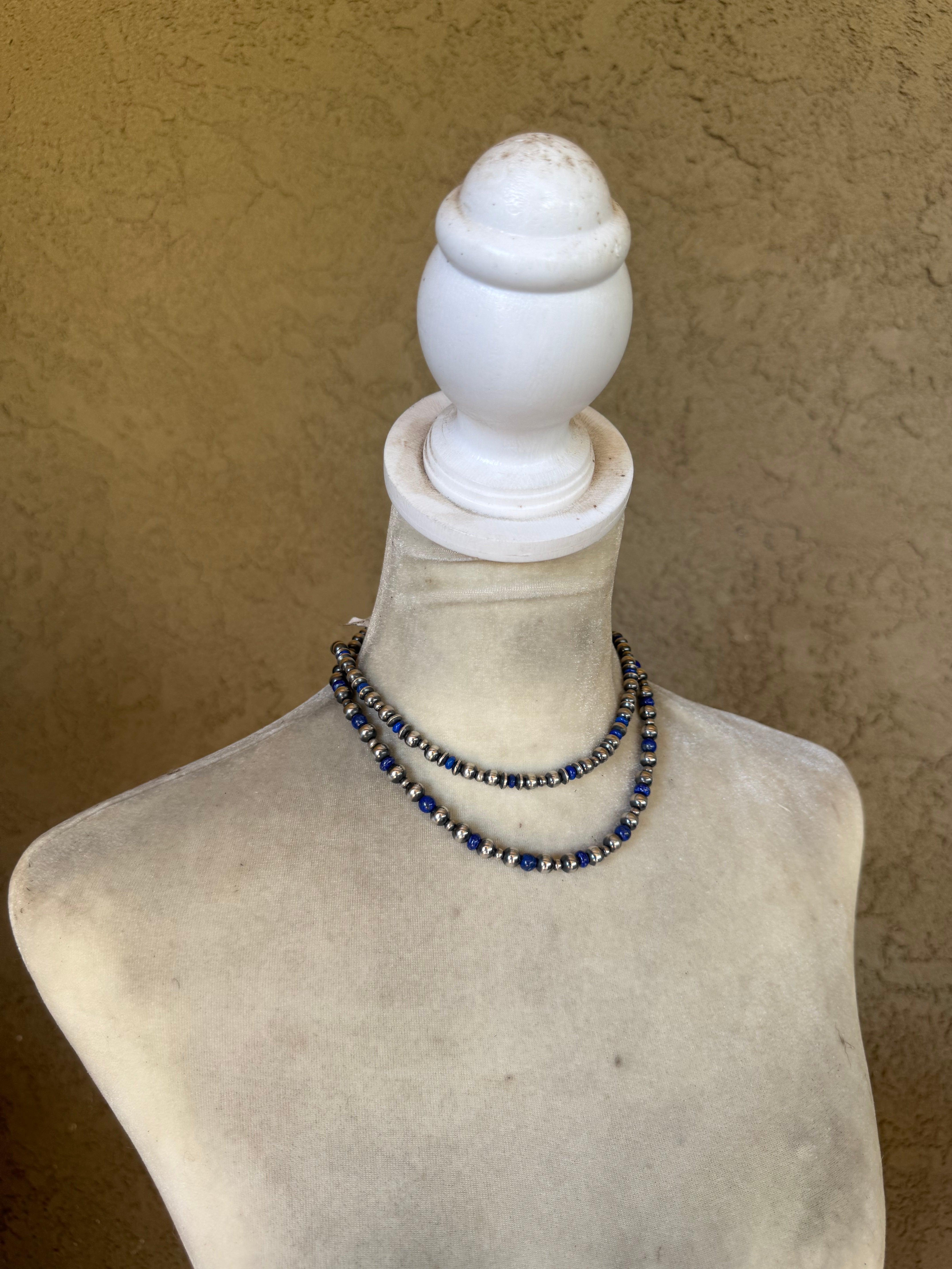 Lapis + Navajo Pearls