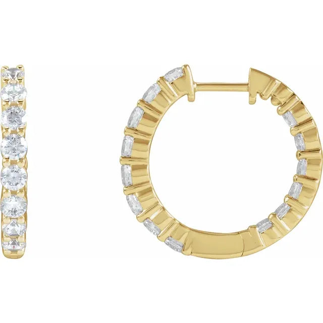 Diamond Hinged Hoops 14KY