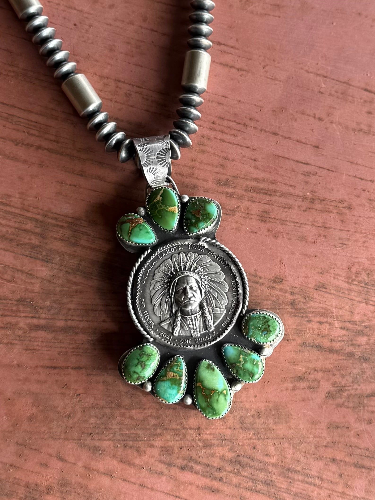 Double Sided Buffalo & Indian Pendant