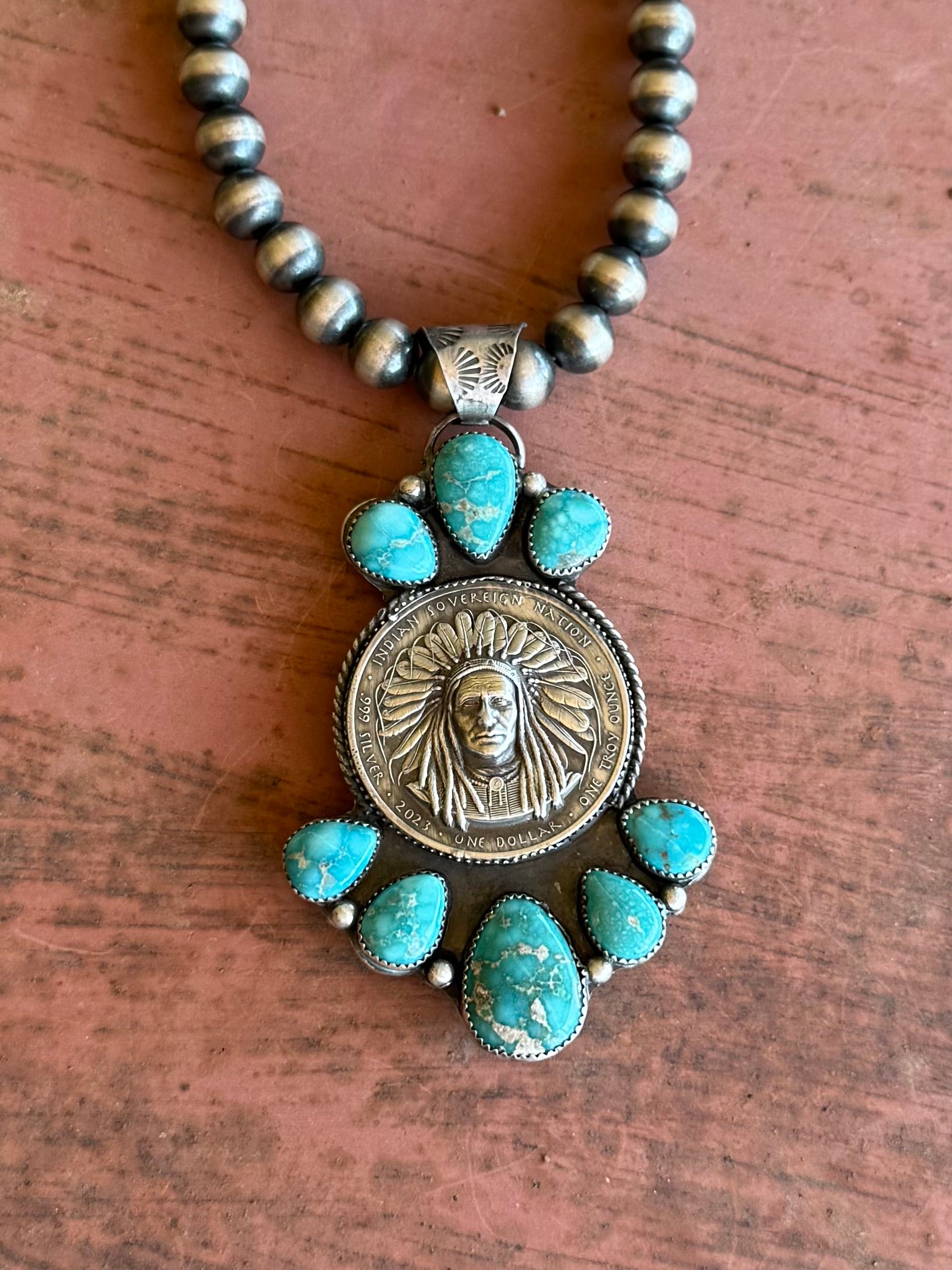 Double Sided Crazy Horse Pendant