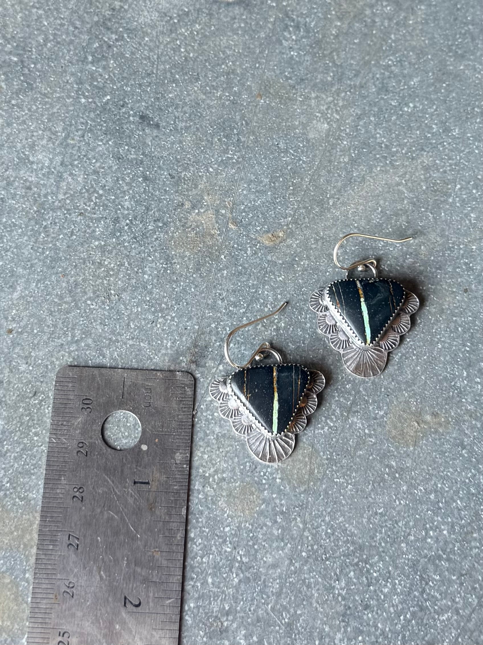 Stamped Blackjack Earrings