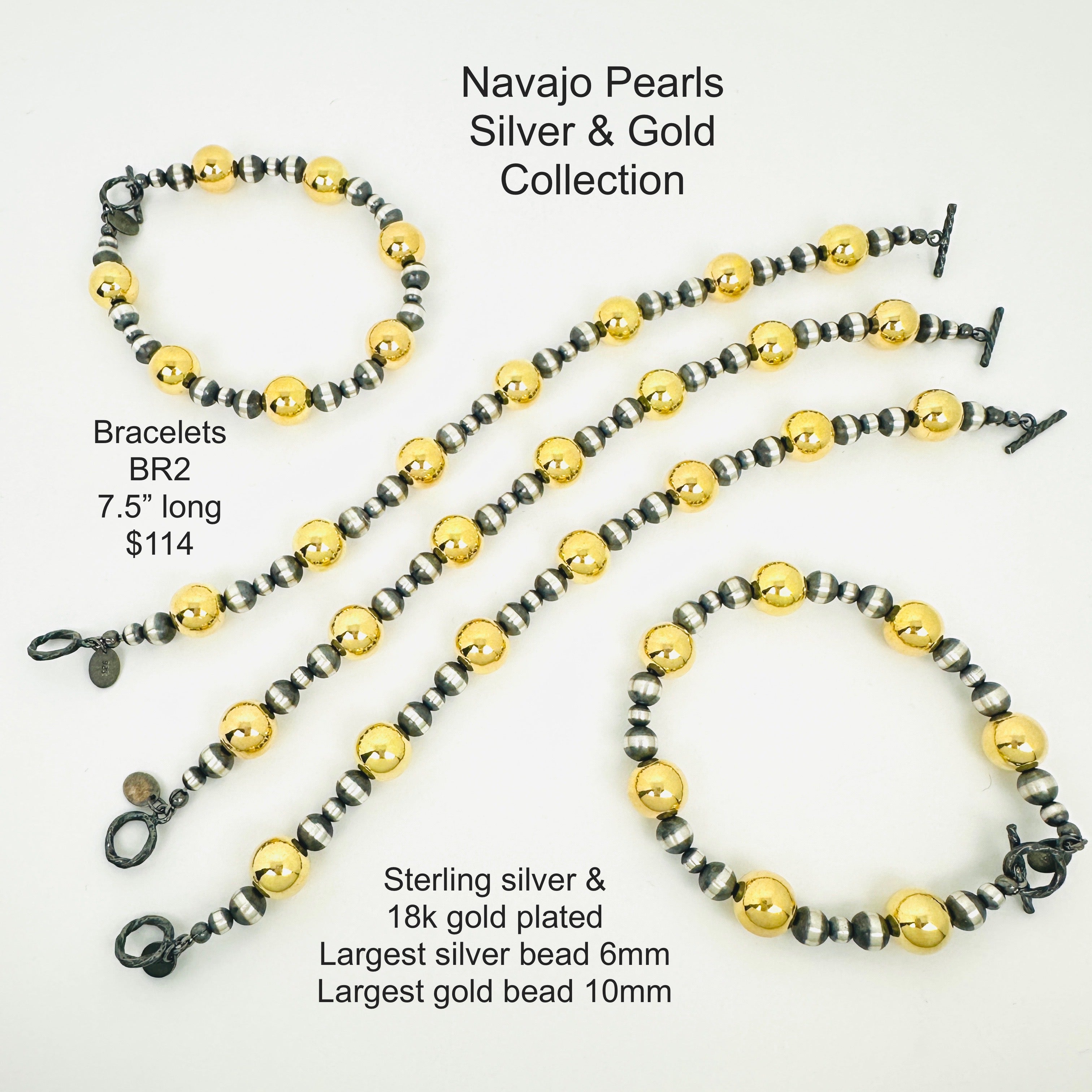 Navajo Pearl Bracelets + GOLD - MTO