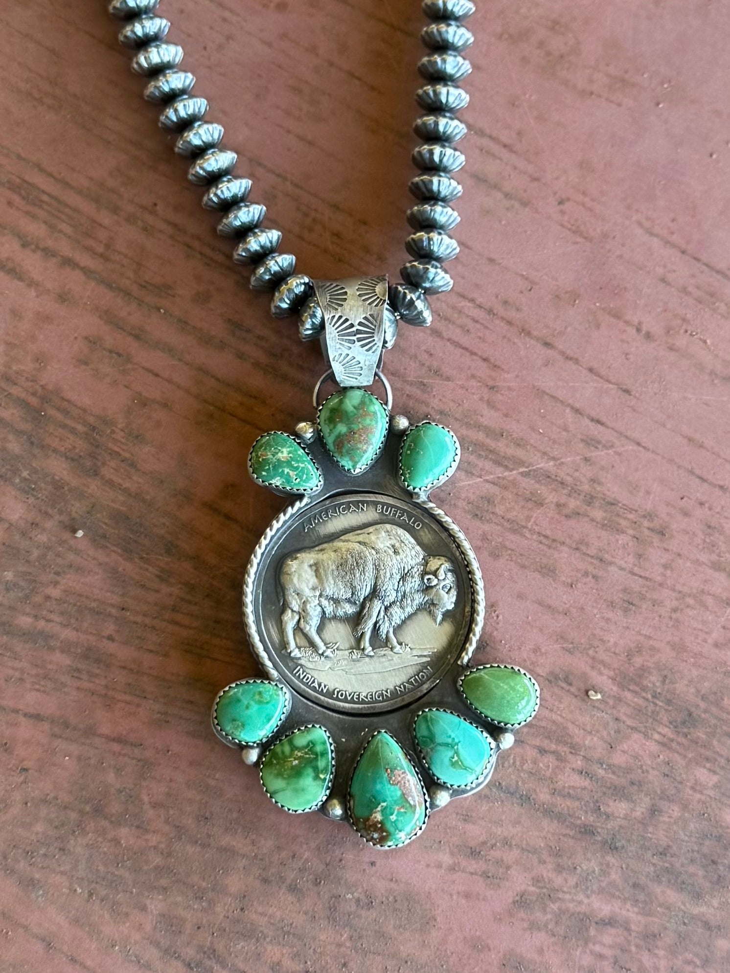 Double Sided Buffalo & Indian Pendant