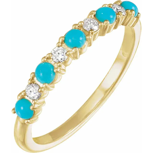 Turquoise & Diamond Yellow Gold Band