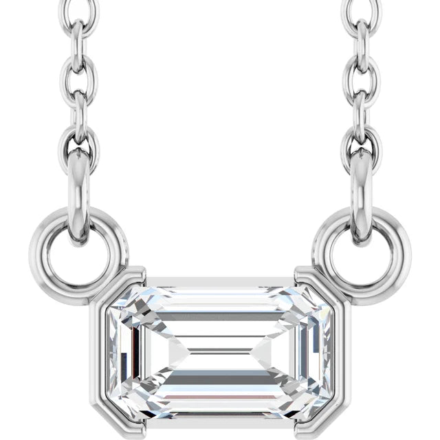 14K White Gold 1/2 CT Lab Diamond Necklace