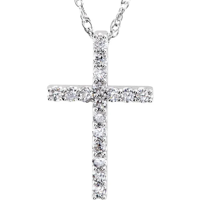 14K Lab Diamond Cross Necklace