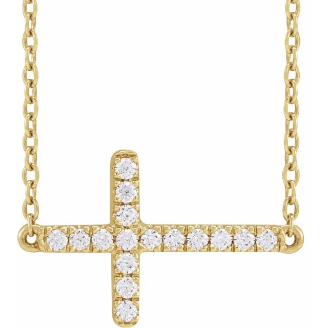 14K Lab Diamond Cross Necklace