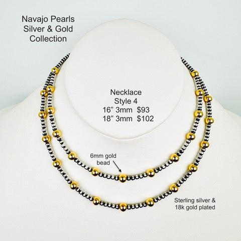 Navajo Pearls 3mm + GOLD - MTO