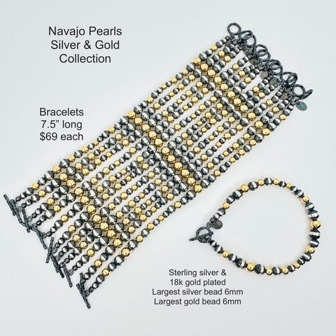 Navajo Pearl Bracelets + GOLD - MTO